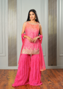 PINK BANDHANI SHARARA  SET