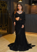 BLACK FISHCUT DRAPE SAREE