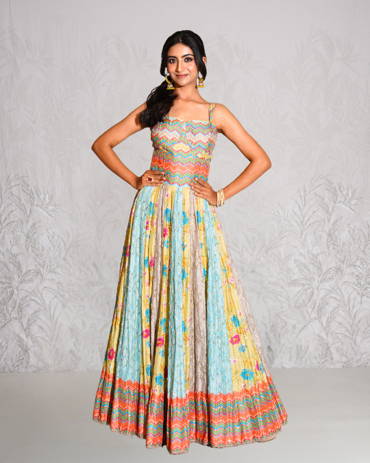 Multicolour corset gown