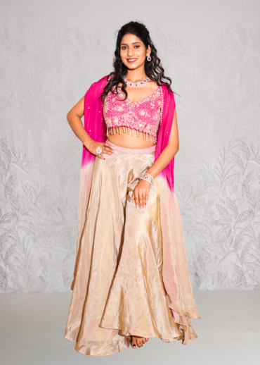 PINK WITH IVORY 3 PS PALAZZO SET
