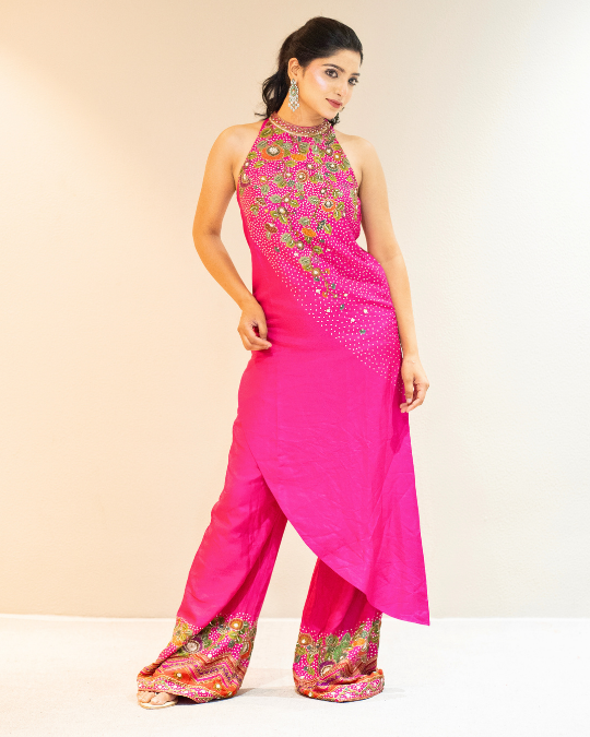 Fuchsia pink tunic palazzo set