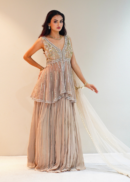 BEIGE PEPLUM SHORT  ANARKALI SET
