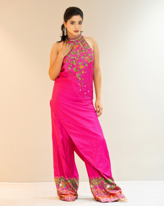 Fuchsia pink tunic palazzo set