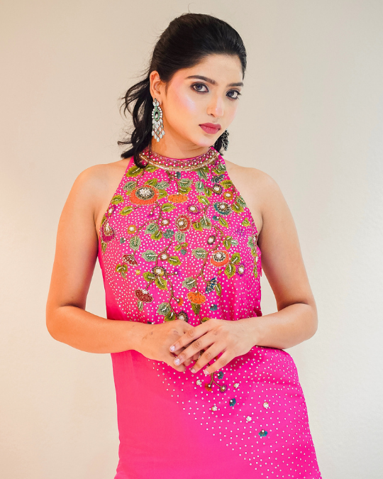 Fuchsia pink tunic palazzo set
