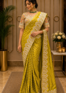 Lime Zest Handcrafted Saree