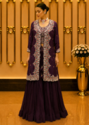 Regal Plum Embroidered Skirt Set