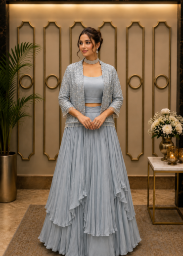 Celeste Frost Jacket Lehenga