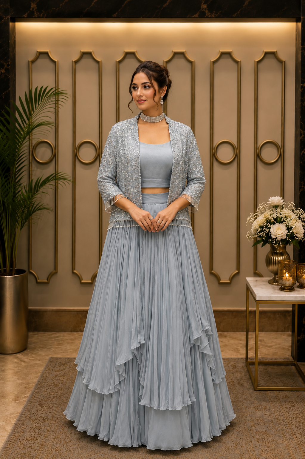 Celeste Frost Jacket Lehenga