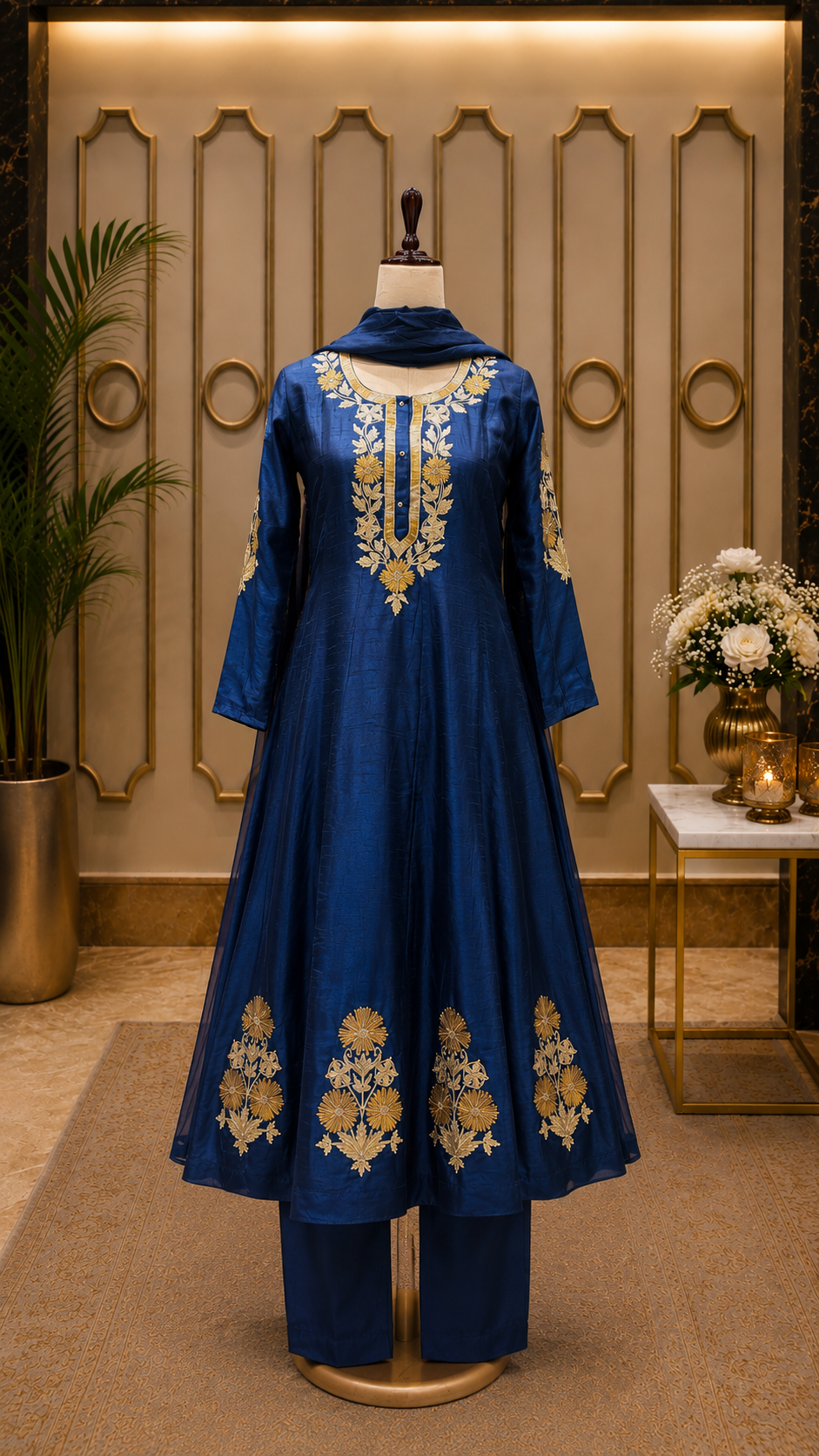 Anarkali Set with Straight Pants & Dupatta