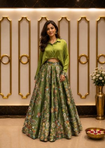 Olive Meadow Printed Skirt Set