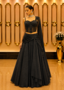 Midnight Noir Draped Lehenga Set