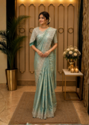 Aqua Blue Tissue Kanjeevaram saree